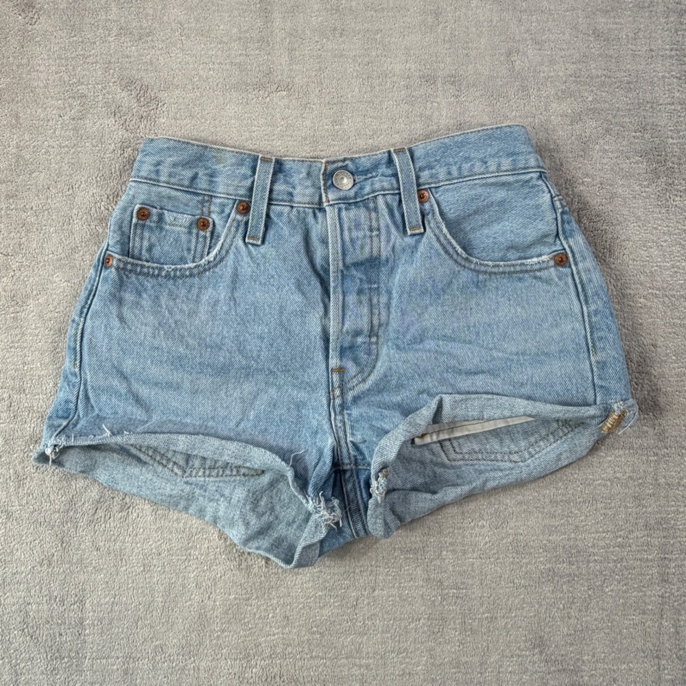 Levis Shorts Womens 23 Blue 501 Original Cutoff Light Wash High Rise Denim